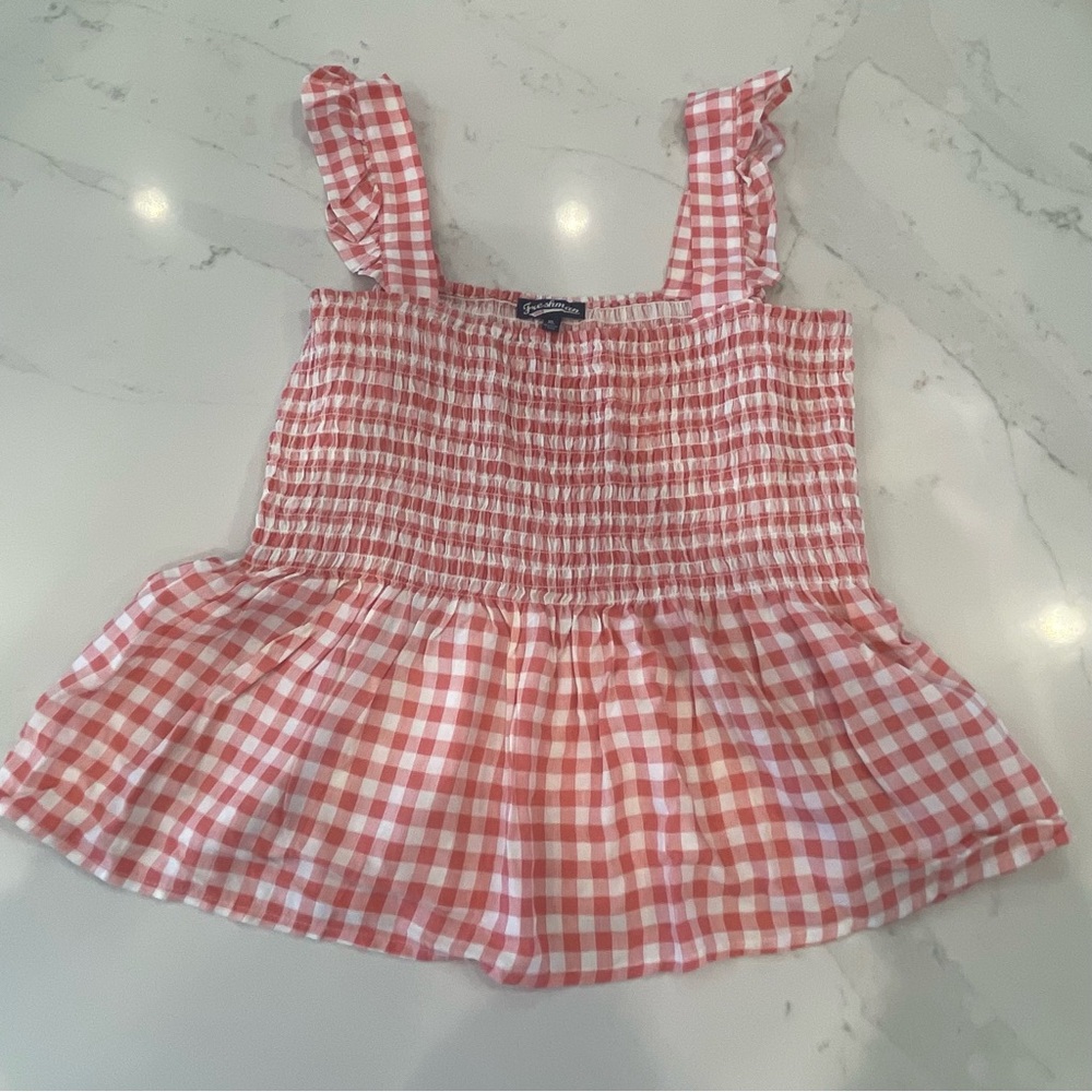 Women’s Light Red & White Gingham Top - Picture 2 of 12